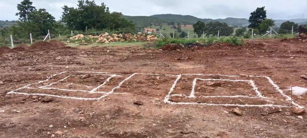 The temple plan is marked out on site